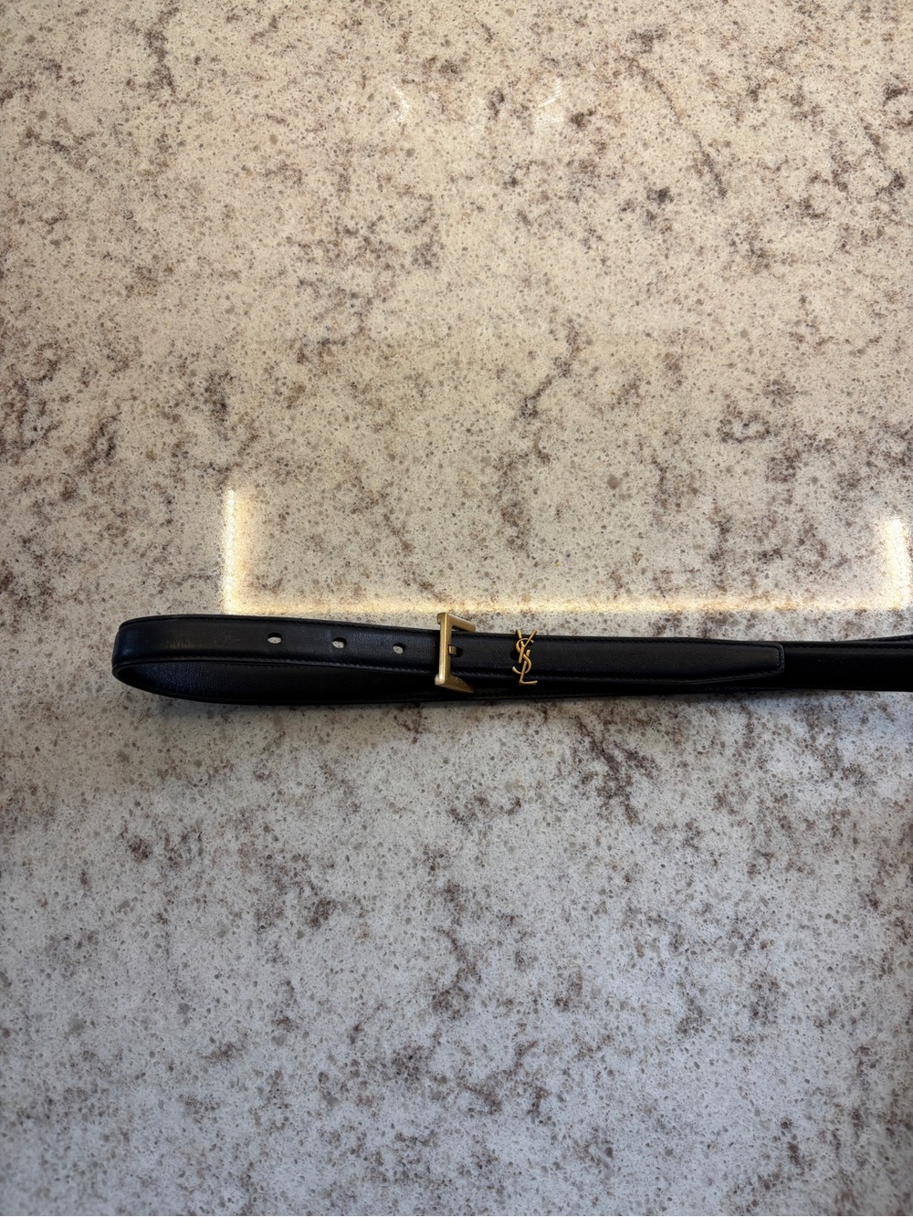 Saint Laurent Black Leather Belt with Gold YSL Hardware - Picture 2 of 5
